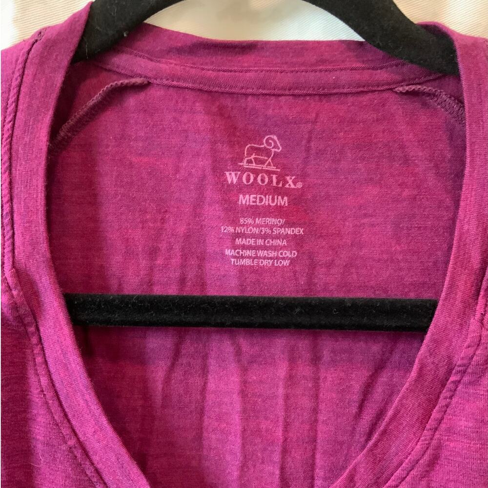 Woolx Junie Merino Wool Short Sleeve T-Shirt - Purple Base Layer Top - Women's M - Picture 2 of 3
